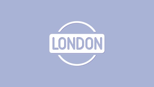 Ícone de sinal branco de Londres isolado no fundo roxo. Animação gráfica em movimento de vídeo 4K — Vídeo de Stock