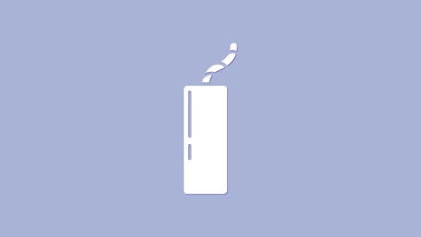 Fehér Detonate dinamit bomba bot és időzítő ikon elszigetelt lila háttér. Időbomba - robbanási veszély koncepció. 4K Videó mozgás grafikus animáció — Stock videók
