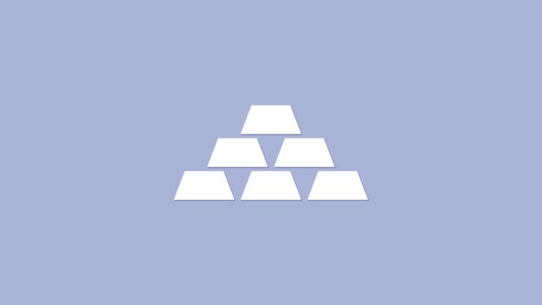 Icono de barras de oro blanco aislado sobre fondo púrpura. Concepto de negocio bancario. Animación gráfica de vídeo 4K — Vídeos de Stock