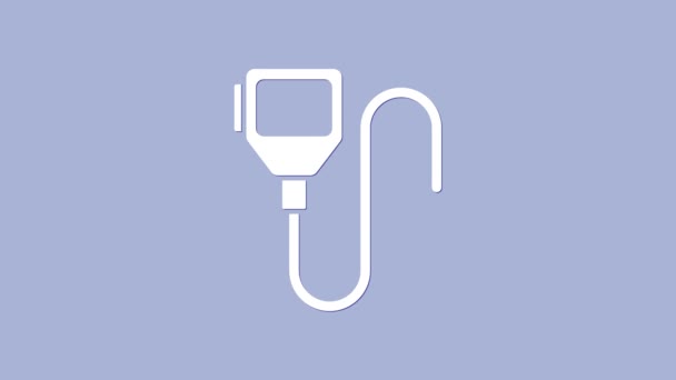 Weißes Walkie-Talkie-Symbol isoliert auf lila Hintergrund. Tragbares Funksender-Symbol. Funksignale. 4K Video Motion Grafik Animation — Stockvideo