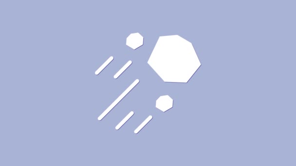 Wit Flying stone icoon geïsoleerd op paarse achtergrond. 4K Video motion grafische animatie — Stockvideo