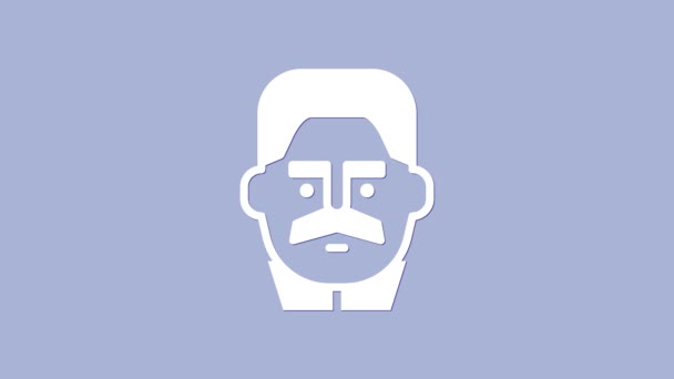 Wit portret van Joseph Stalin pictogram geïsoleerd op paarse achtergrond. 4K Video motion grafische animatie — Stockvideo