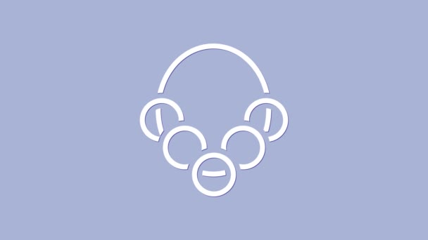 白色俄罗斯百吉饼的绳子图标孤立在紫色背景。4K视频运动图形动画 — 图库视频影像