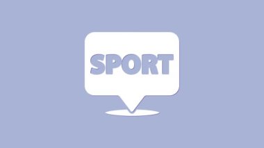 Beyaz Konum spor salonu ikonu, mor arka planda izole edilmiş. 4K Video hareketli grafik canlandırması