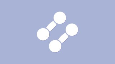 Beyaz Ahmak simgesi mor arkaplanda izole edilmiş. Kas kaldırma ikonu, fitness halteri, spor aletleri, egzersiz yaban domuzu. 4K Video hareketli grafik canlandırması