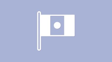 Beyaz Meksika bayrağı, bayrak direği simgesinde, mor arka planda izole edilmiş. 4K Video hareketli grafik canlandırması