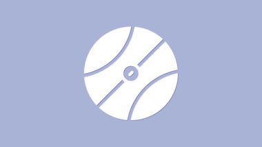 Mor arka planda izole edilmiş beyaz basketbol topu ikonu. Spor sembolü. 4K Video hareketli grafik canlandırması