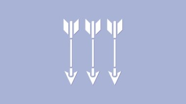 Beyaz Çapraz Oklar simgesi mor arkaplanda izole edildi. 4K Video hareketli grafik canlandırması