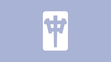 Beyaz Mahjong parçaları mor arkaplanda izole edilmiş. Çin mahjong kırmızı ejderha oyunu emojisi. 4K Video hareketli grafik canlandırması