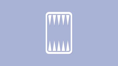 Beyaz Tavla tahtası simgesi mor arkaplanda izole edildi. 4K Video hareketli grafik canlandırması