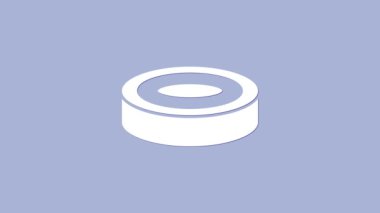 Beyaz Checker oyun çipleri simgesi mor arkaplanda izole edildi. 4K Video hareketli grafik canlandırması