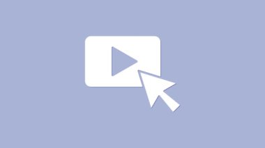 Mor arkaplanda beyaz reklam simgesi izole edildi. Pazarlama ve tanıtım süreci kavramı. İlgili reklamlar. Sosyal medya reklamcılığı. 4K Video hareketli grafik canlandırması