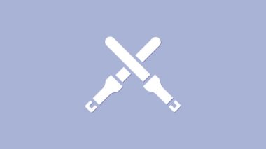 Mor arka planda izole edilmiş hava ikonu için Beyaz Marshalling asaları. Marshaller uçuştan önce ve sonra pilotla iletişim kurdu. 4K Video hareketli grafik canlandırması