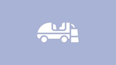 Mor arkaplanda izole edilmiş beyaz buz yüzey ikonu. Buz pateni pistindeki buz yüzeyi makinesi. Buz pateni pisti ve stadyum için daha temiz. 4K Video hareketli grafik canlandırması