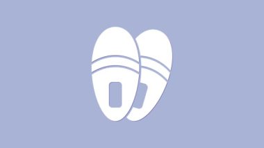 Mor arkaplanda beyaz terlik simgesi var. Parmak arası terlik işareti. 4K Video hareketli grafik canlandırması