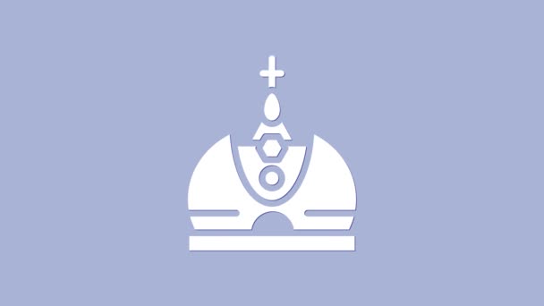Icône couronne roi blanc isolé sur fond violet. Animation graphique de mouvement vidéo 4K — Video