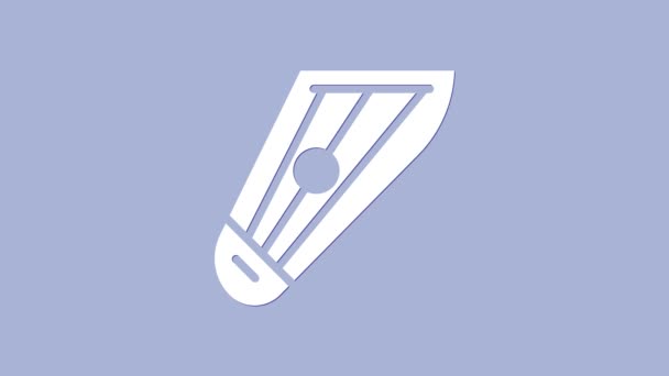 Instrumento musical blanco kankles icono aislado sobre fondo púrpura. Animación gráfica de vídeo 4K — Vídeos de Stock