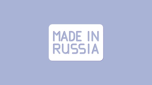 White Made in Russia ícone isolado no fundo roxo. Animação gráfica em movimento de vídeo 4K — Vídeo de Stock