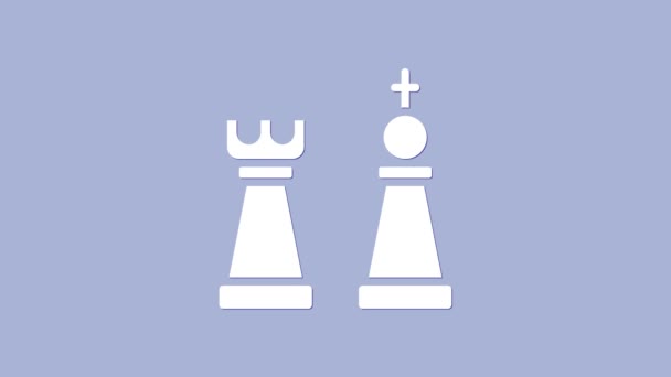 Vit schackikon isolerad på lila bakgrund. Affärsstrategi. Spel, förvaltning, finans. 4K Video motion grafisk animation — Stockvideo
