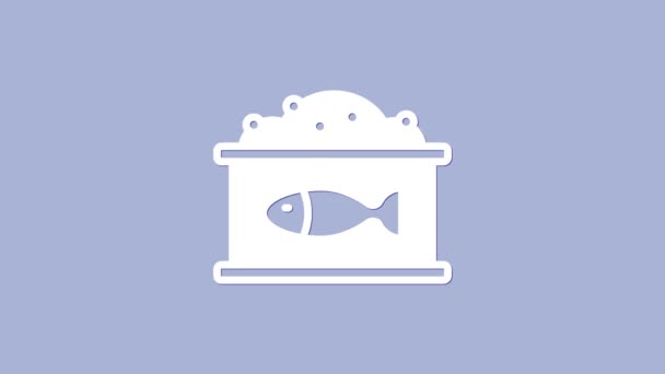 White Tin can with caviar icon isolated on purple background. 4K Video motion graphic animation — Stock Video