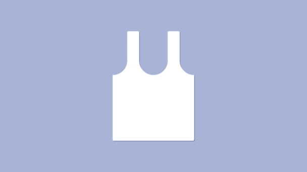 Fehér ujjatlan póló ikon elszigetelt lila háttér. 4K Videó mozgás grafikus animáció — Stock videók