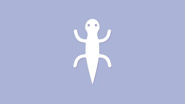 White Lizard icon isolated on purple background. 4K Video motion graphic animation — Stock Video