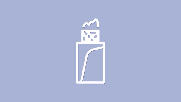 Bílé Burrito ikona izolované na fialovém pozadí. Tradiční mexické rychlé občerstvení. Grafická animace pohybu videa 4K — Stock video