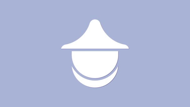 Bílý včelař s ikonou ochranného klobouku izolované na fialovém pozadí. Speciální ochranná uniforma. Grafická animace pohybu videa 4K — Stock video