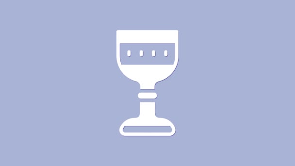 Icono de copa medieval blanco aislado sobre fondo púrpura. Animación gráfica de vídeo 4K — Vídeo de stock