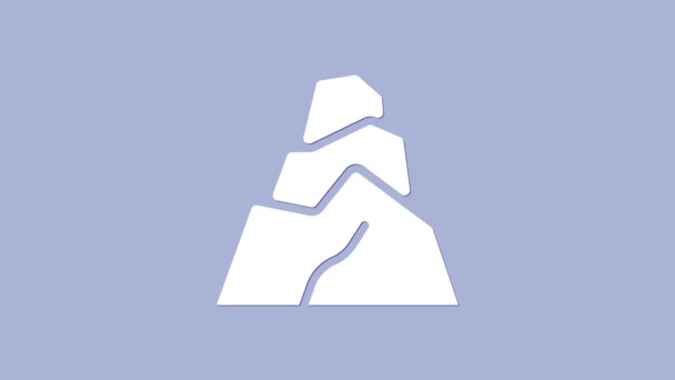 Piedras blancas icono aislado sobre fondo púrpura. Animación gráfica de vídeo 4K — Vídeo de stock