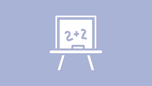 Hvitt Chalkboard-ikon isolert på lilla bakgrunn. Skolens tavle. 4K Video motion grafisk animasjon – stockvideo