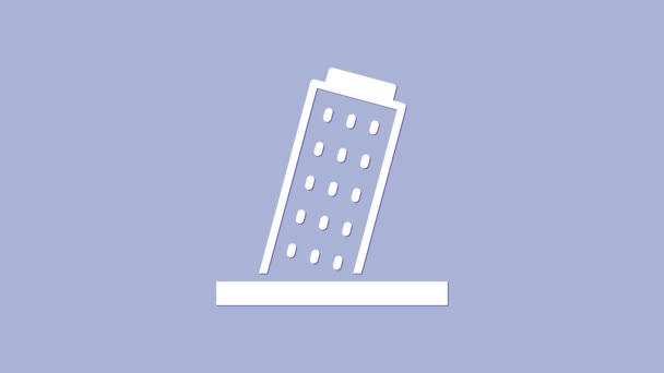 Torre inclinada branca no ícone de Pisa isolado no fundo roxo. Símbolo Itália. Animação gráfica em movimento de vídeo 4K — Vídeo de Stock