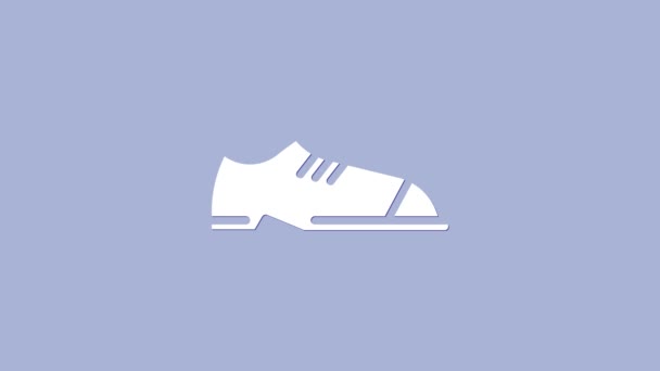 White Men shoes icon isolated on purple background. 4K Video motion graphic animation — Stock Video