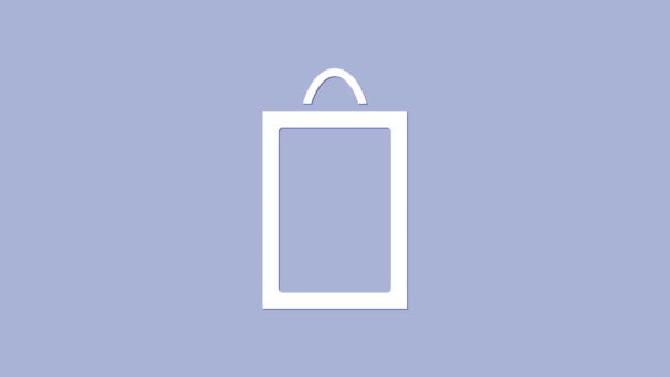 Icono de imagen blanca aislado sobre fondo púrpura. Animación gráfica de vídeo 4K — Vídeos de Stock