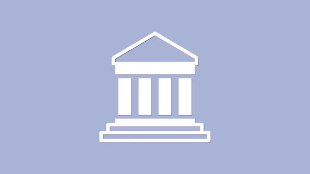 Weißer Parthenon aus Athen, Akropolis, Griechenland Ikone isoliert auf violettem Hintergrund. Griechisches antikes Nationaldenkmal. 4K Video Motion Grafik Animation — Stockvideo