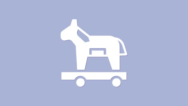 White Trojan horse icon isolated on purple background. 4K Video motion graphic animation — Stock Video