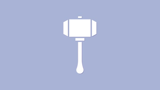 Ikona białego młota izolowana na fioletowym tle. Narzędzie do naprawy. 4K Animacja graficzna ruchu wideo — Wideo stockowe