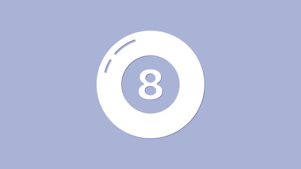Weißes Billard-Billard-Snookerball-Symbol isoliert auf lila Hintergrund. 4K Video Motion Grafik Animation — Stockvideo
