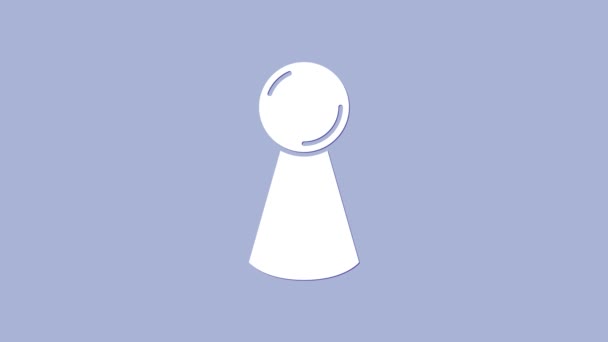 Biały żeton do ikony gry planszowej izolowane na fioletowym tle. 4K Animacja graficzna ruchu wideo — Wideo stockowe