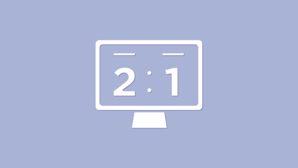 White Sport Mechanical scoreboard and result display icon isolated on purple background. Видеографическая анимация 4K — стоковое видео