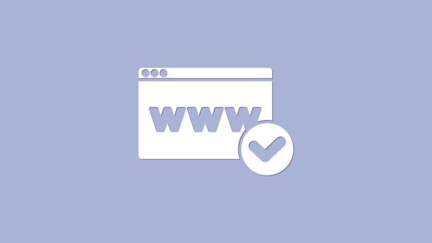 Icono de plantilla de sitio web blanco aislado sobre fondo púrpura. Protocolo de comunicación por Internet. Animación gráfica de vídeo 4K — Vídeos de Stock