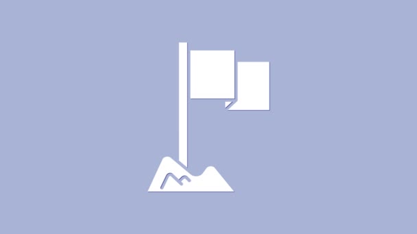 Ícone de bandeira branca isolado no fundo roxo. Símbolo do marcador de localização. Animação gráfica em movimento de vídeo 4K — Vídeo de Stock