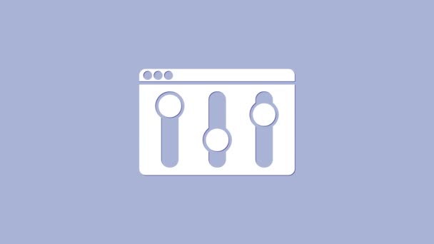 Icona impostazione Browser bianco isolato su sfondo viola. Regolazione, assistenza, manutenzione, riparazione, fissaggio. Animazione grafica 4K Video motion — Video Stock