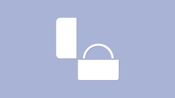 White Diamond verlovingsring icoon geïsoleerd op paarse achtergrond. 4K Video motion grafische animatie — Stockvideo