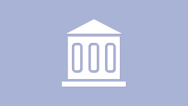 Ikona budovy White Bank izolované na fialovém pozadí. Grafická animace pohybu videa 4K — Stock video