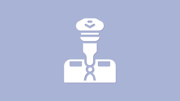 Icono piloto blanco aislado sobre fondo púrpura. Animación gráfica de vídeo 4K — Vídeo de stock