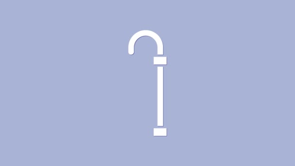 White Walking hůl ikona izolované na fialovém pozadí. Grafická animace pohybu videa 4K — Stock video