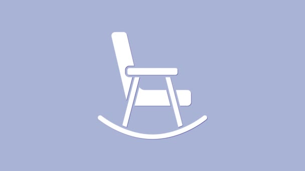 White Rocking chair icon isolated on purple background. 4K Video motion graphic animation — Stock Video