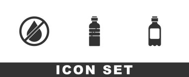 Su damlasını yasakla, bir şişe su ve ikon. Vektör.