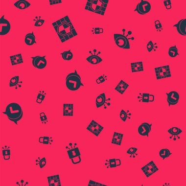 Siber güvenliği ayarlayın, tuğladan duvarlı kalkan, konuşma balonunda işaretleme ve kusursuz şablon üzerinde göz taraması yapın. Vektör.